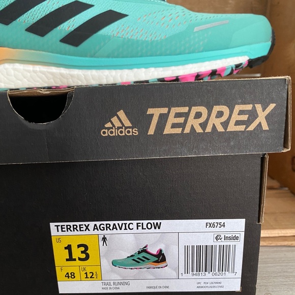 Men’s Adidas Outdoor Terrex Agravic Flow Trail Running Shoes Size 13 Mint Green - Picture 8 of 12